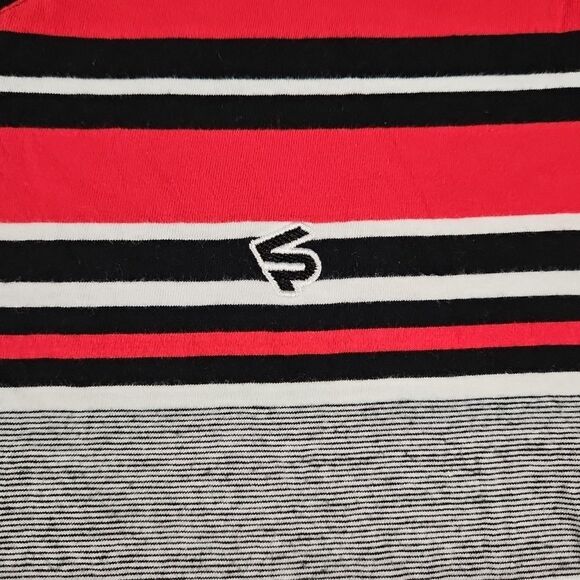 VTG SOUTHPOLE Mens White/Grey/Red Striped Shirt S/S Sz 2XL *Fits L*‎ V Neck - Picture 6 of 9